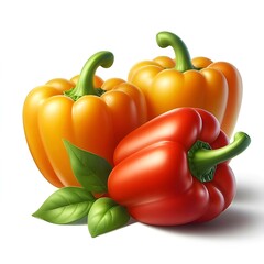red and yellow peppers isolated on white background