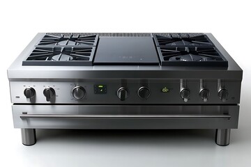 Obraz premium Modern Stainless Steel Gas Range with Induction Cooktop