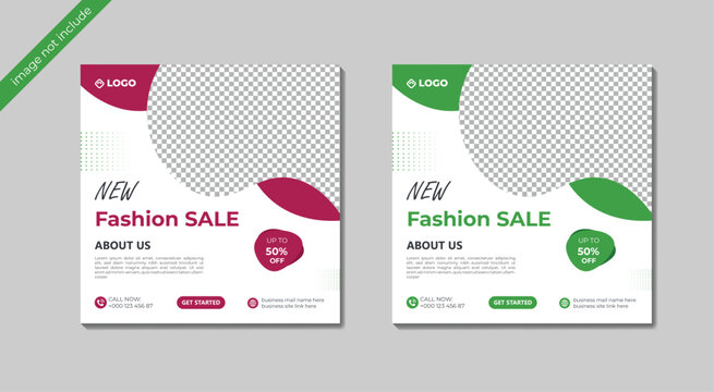  fashion sale social media post design , and social media post mockup