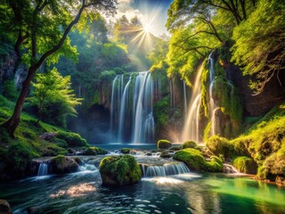 Surreal Waterfall Blidha, Sanski Most, Bosnia & Herzegovina: Dreamlike Forest Landscape