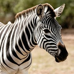 Naklejka premium Closeup shot of Zebra in a reserve