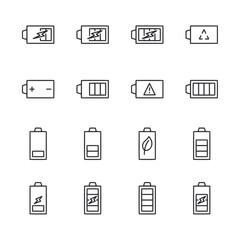 A set of battery icons with a green leaf on the right