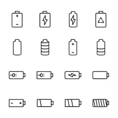 A set of battery icons in a grid