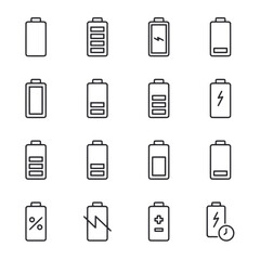 A set of battery icons with a white background