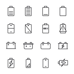 A set of battery icons in a grid