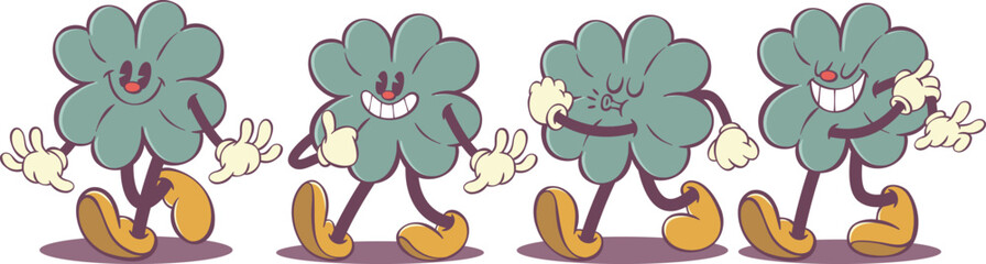 Clover retro groovy cartoon character