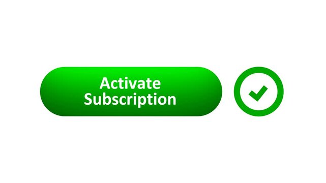 3D Rendered Animation of 'Activate Subscription' Button Clicked by Computer Mouse with Color-Changing Effect and Confirmation Tick