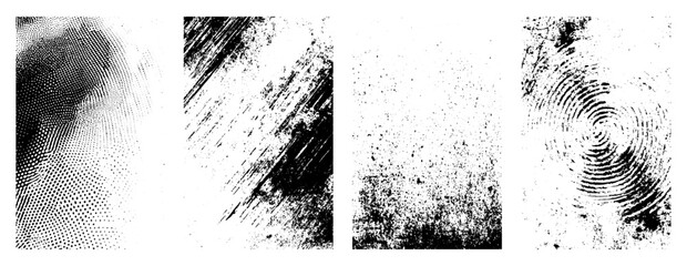 Dust Collection of big grunge texture set. Grunge overlay textures damage Dirty grainy and scratches isolated on white background.