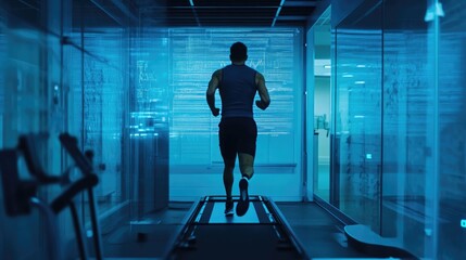 Physician Monitors Male Athlete's Treadmill Test