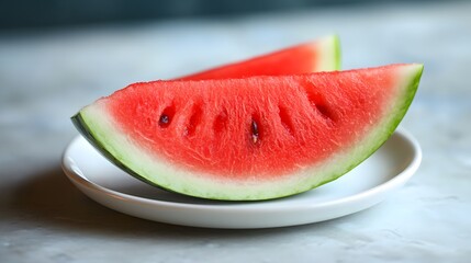 Refreshing watermelon slices kitchen table food photography indoor close-up summer treats