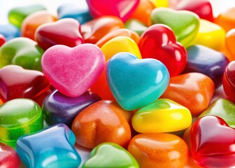 Sweet Valentine's Day Hearts Candy Isolated on White Background - Stock Photo