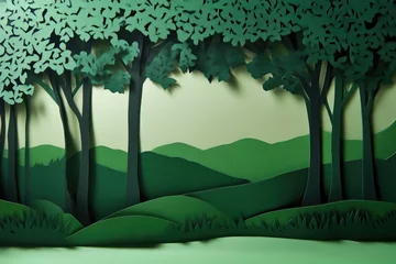Fototapeten Green Forest Paper Craft Artwork © Andrii 