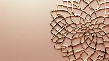 Golden Floral Mandala Design on Peach Background