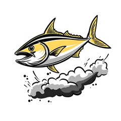 Fototapeta premium Powerful Tuna Leaping Out of the Ocean Waves
