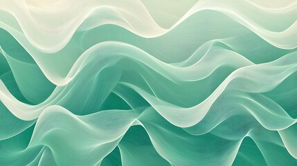 Obraz premium Abstract green and white wavy fabric texture background.