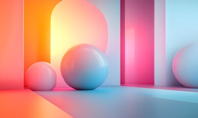 abstract geometric shapes transitioning through gradient colors