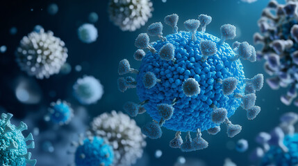 Influenza virus under microscopic view