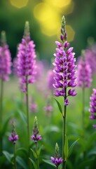 Fototapeta premium Tufted vetch flowers against white Vicia Cracca with sunlight, tufted vetch, garden,