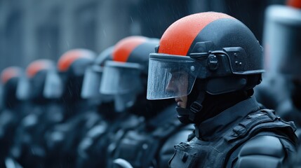 Protesters Face Off Against Riot Police Shields