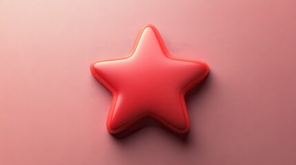 Obraz premium Coral-colored 3D star on a pink background.