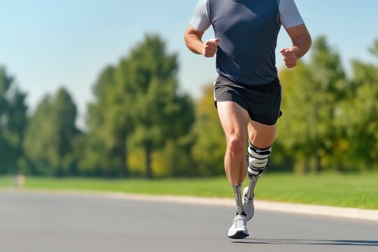 Close Shot of Running Prosthetic Leg