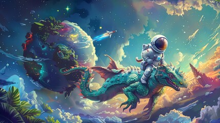 Dragon riding astronaut adventure