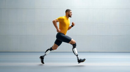 Inspirational Sprinter with Prosthetic Leg in Action