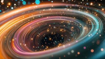 Obraz premium Swirling streaks of pink and turquoise stars dreamlike galaxy digital art surreal atmosphere cosmic view enchanting experience