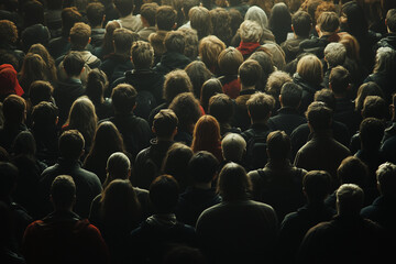 Fototapeta premium Back of a crowd in the backlight