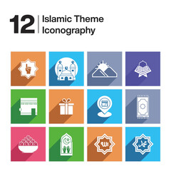 Ramadan islamic icon set colorfull