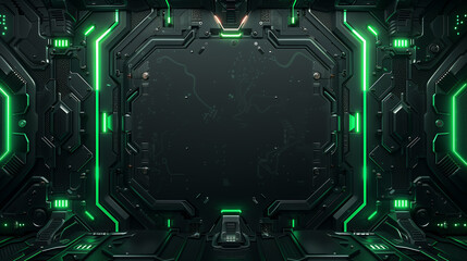 Fototapeta premium High-tech futuristic interface design with glowing green neon light 
