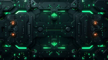 Fototapeta premium High-tech futuristic interface design with glowing green neon light 
