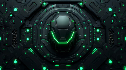Fototapeta premium High-tech futuristic interface design with glowing green neon light 