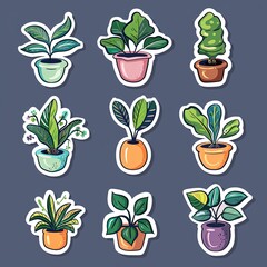 Cute plant sticker illustrations