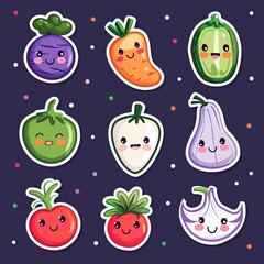 Playful veggie sticker designs