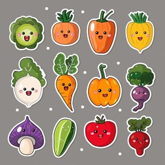 Fun cute veggie illustrations