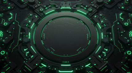 Fototapeta premium High-tech futuristic interface design with glowing green neon light 