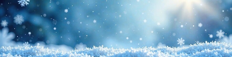 Obraz premium Frosty winter background with large snowflakes falling from the sky, peaceful, snowy