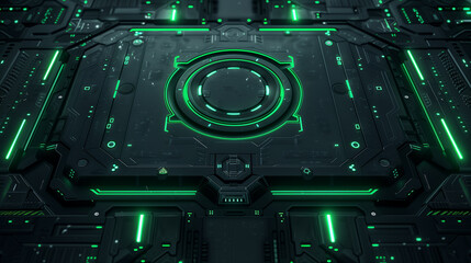 Fototapeta premium High-tech futuristic interface design with glowing green neon light 