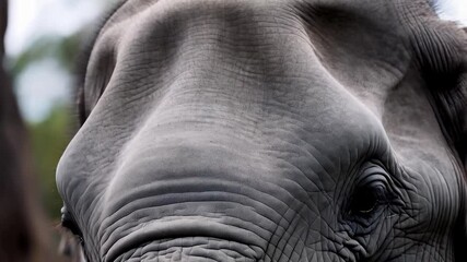 Close-up of an Elephant Showcasing Its Majestic Features in the Wild