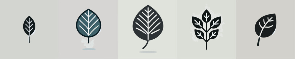 beautiful vector set of silhouette leaves