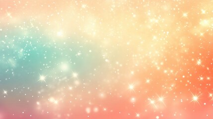 Dreamlike sunset with sparkling stars over coral mint green and pale lavender sky twilight atmosphere abstract art