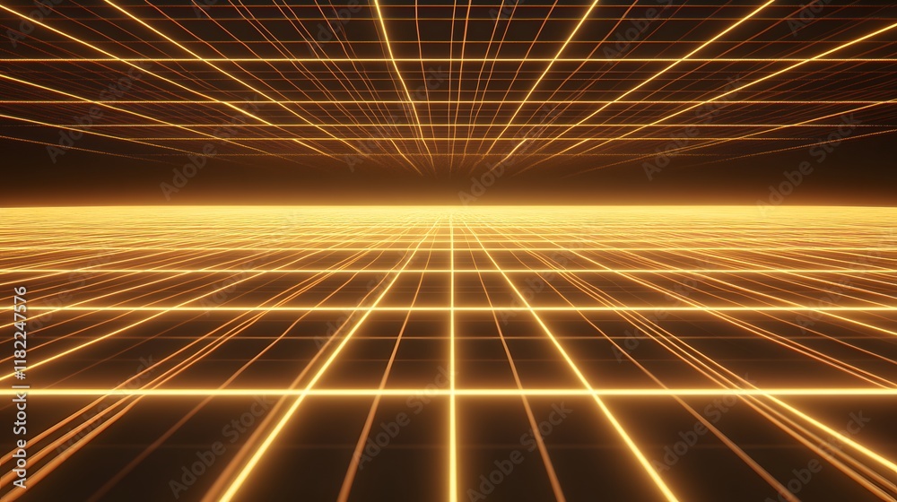 Poster dynamic light grid animation virtual space digital art futuristic environment abstract concept visua