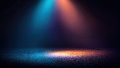 gradient light spotlight reflection on water in dark abstract background for artistic designs and minimalistic aesthetics