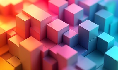 Obraz premium A 3D design with geometric shapes in multiple gradient colors