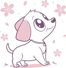 A chibi cute dog vector illustration clipart on a white background design.