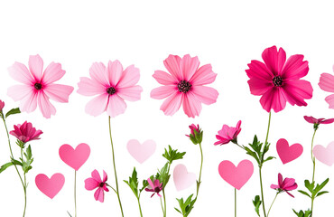 Fototapeta premium Beautiful pattern of pink, red and beige flowers isolated on a background.