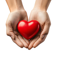 Obraz premium Tender Hands Holding a Red Heart: A Symbol of Love, Care, and Compassion