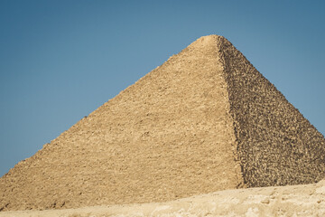Cairo, Giza, Egypt. View of Great Giza Pyramids in the desert Sahara 