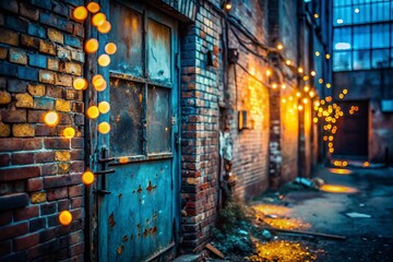 Fototapeta premium Urban Exploration Night Photography: Blue and Yellow Bokeh Lights